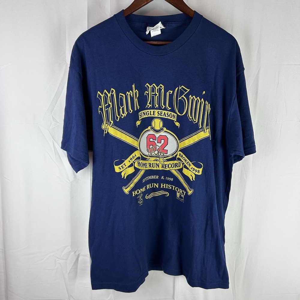 Vintage Mark McGwire Men's Large Lee Shirt 1998 Single Season Home Run Record 62